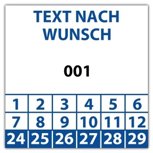 Prüfplakette Nummeriert mit Wunschtext - Prüfplaketten mit Wunschtext