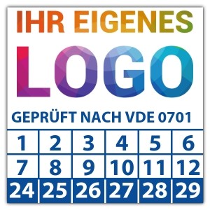 Prüfplakette Geprüft nach VDE 0701 - Prüfplaketten Quadrat logo