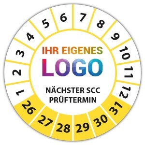 Prüfplakette Dokumentenfolie Nächster SCC Prüftermin -  logo
