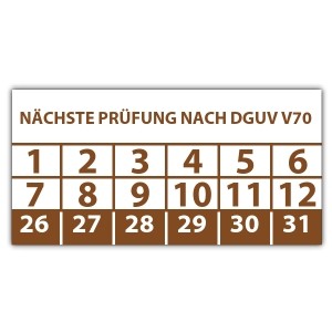 Prüfplakette Nächste Prüfung nach DGUV V70 - 