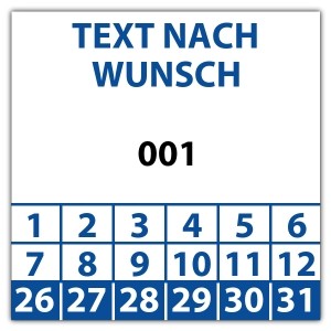 Prüfplakette Nummeriert mit Wunschtext - 