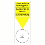 Leiter und tritte Prüfung gemäß BetrSichV-BGI-694 Grundplakette