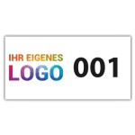 Nummerierte Aufkleber mit Logo - Rechteck