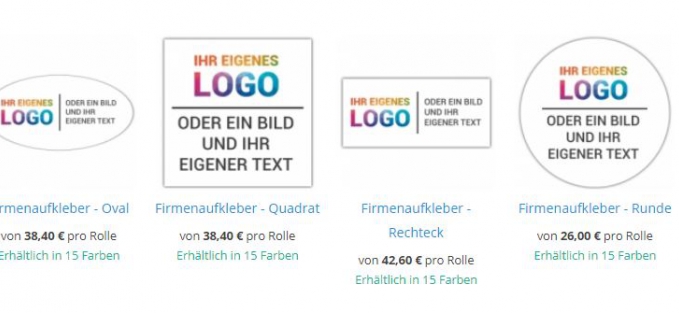 Neue kategorie, Firmen- und Logoaufkleber