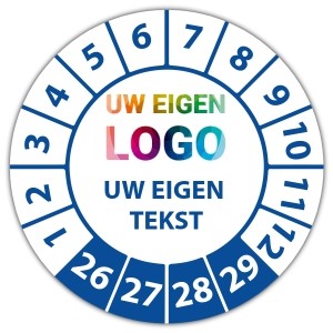 Keuringssticker "met uw logo en tekst"