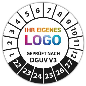 Prüfplakette Geprüft nach DGUV Vorschrift 3 - Pruefplaketten logo