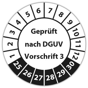 Prüfplakette Geprüft nach DGUV Vorschrift 3 - 