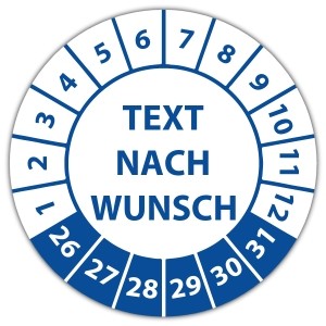 Prüfplakette mit Wunschtext