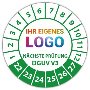 Prüfplakette "Nächste Prüfung nach DGUV Vorschrift 3" logo