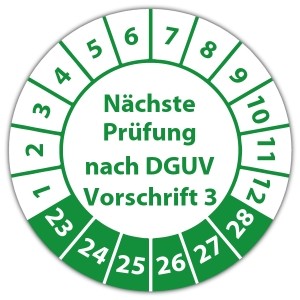 Prüfplakette Nächste Prüfung nach DGUV Vorschrift 3 - DGUV Vorschrift 3 - Elektrische Betriebsmittel