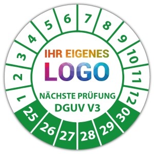 Prüfplakette "Nächste Prüfung nach DGUV Vorschrift 3" logo
