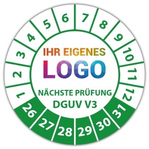 Prüfplakette "Nächste Prüfung nach DGUV Vorschrift 3" logo