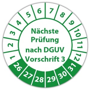 Prüfplakette "Nächste Prüfung nach DGUV Vorschrift 3"