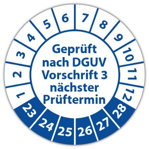 Prüfplakette Geprüft nach DGUV Vorschrift 3 nächster Prüftermin - Prüfsiegel