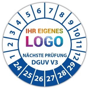 Prüfplakette Geprüft nach DGUV Vorschrift 3 nächster Prüftermin -  logo