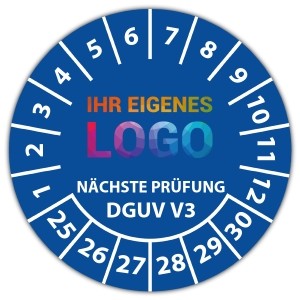 Prüfplakette "Geprüft nach DGUV Vorschrift 3 nächster Prüftermin" logo