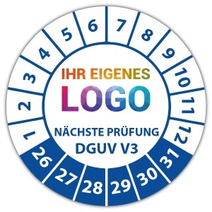 Prüfplakette Geprüft nach DGUV Vorschrift 3 nächster Prüftermin -  logo