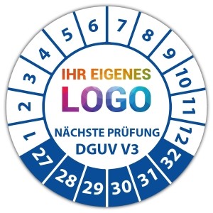 Prüfplakette Geprüft nach DGUV Vorschrift 3 nächster Prüftermin - Prüfplaketten e Check logo