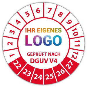 Prüfplakette "Geprüft nach DGUV Vorschrift 4" logo