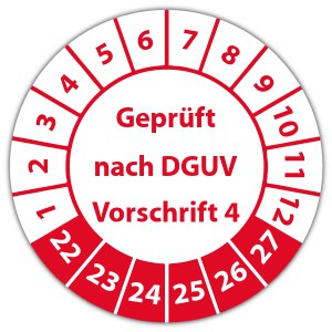 Prüfplakette Geprüft nach DGUV Vorschrift 4 - Prüfplaketten DGUV
