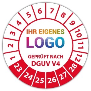 Prüfplakette "Geprüft nach DGUV Vorschrift 4" logo