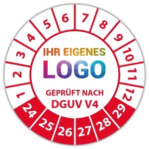 Prüfplakette Geprüft nach DGUV Vorschrift 4 - Prüfplaketten DGUV logo