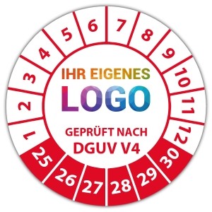 Prüfplakette Geprüft nach DGUV Vorschrift 4 - Prüfplaketten auf Rolle logo
