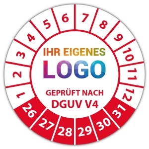 Prüfplakette Geprüft nach DGUV Vorschrift 4 - Prüfplaketten auf Rolle logo
