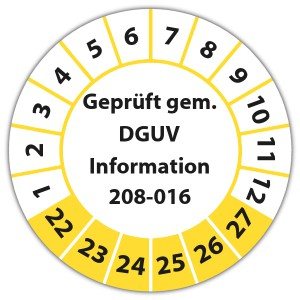 Prüfplakette Geprüft gem. DGUV Information 208-016 - 