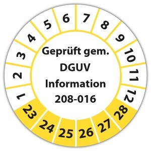 Prüfplakette Geprüft gem. DGUV Information 208-016 - Prüfplaketten DGUV