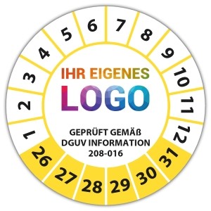Prüfplakette Geprüft gem. DGUV Information 208-016 - Prüfplaketten auf Rolle logo