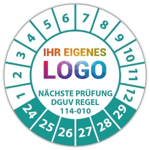 Prüfplakette "Nächste Prüfung DGUV Regel 114-010" logo