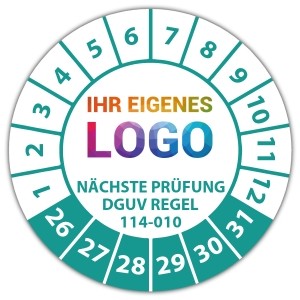 Prüfplakette Nächste Prüfung DGUV Regel 114-010 - Prüfplaketten auf Rolle logo