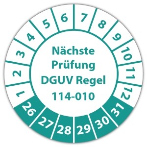 Prüfplakette Nächste Prüfung DGUV Regel 114-010 - Prüfplaketten auf Rolle