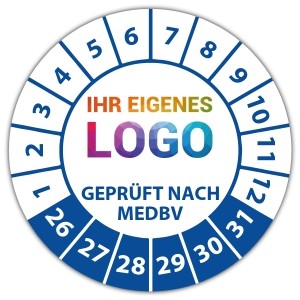 Prüfplakette Geprüft nach MedBV - Prüfplaketten auf Rolle logo