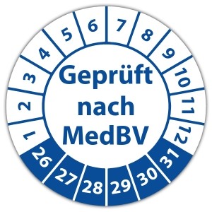 Prüfplakette Geprüft nach MedBV - Prüfplaketten auf Rolle
