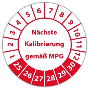 Prüfplakette Nächste Kalibrierung gemäß MPG - Kalibrierungsaufkleber
