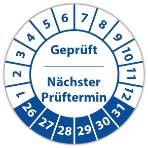 Prüfplakette "Geprüft Nächster Prüftermin"