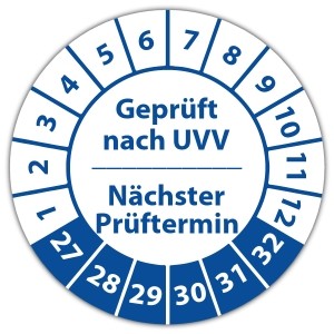 Prüfplakette Geprüft nach UVV nächster Prüftermin