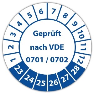 Prüfplakette Geprüft nach VDE 0701 / 0702 - Prüfsiegel