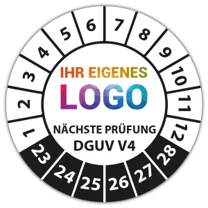 Prüfplakette "Nächste Prüfung nach DGUV Vorschrift 4" logo