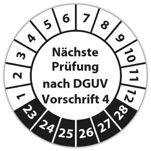 Prüfplakette "Nächste Prüfung nach DGUV Vorschrift 4"