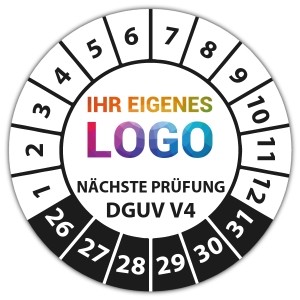 Prüfplakette Nächste Prüfung nach DGUV Vorschrift 4 - Prüfplaketten auf Rolle logo