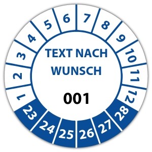 Prüfplakette Nummeriert mit Text