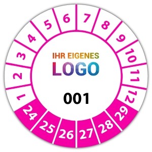 Prüfplakette Nummeriert mit Logo - Prüfplaketten mit Werbung