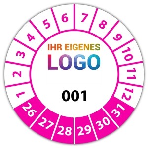 Prüfplakette Nummeriert mit Logo - Individuelle Prüfplaketten