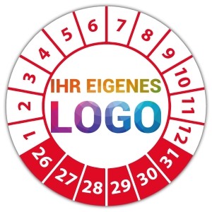 Prüfplakette mit Logo - Jahr aufkleber / Prüfplakette 2026