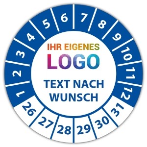 Prüfplakette mit Logo und Wunschtext