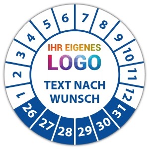 Prüfplakette mit Logo und Wunschtext - Jahr aufkleber / Prüfplakette 2026