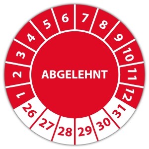 Prüfplakette Abgelehnt (mit Datum) - Prüfplaketten auf Rolle